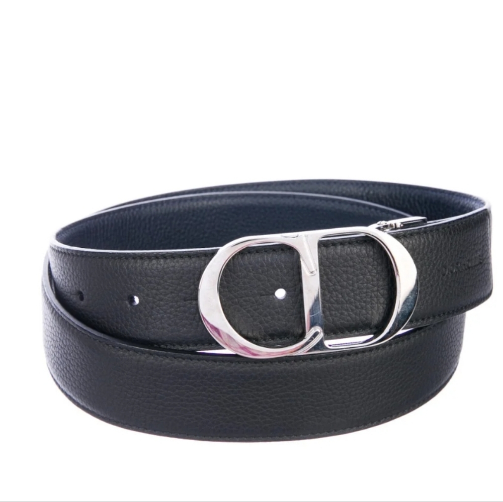 CHRISTIAN DIOR Men's Black & Blue Reversable Leather Belt